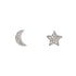 14KT White Gold Star and Moon Diamond Earrings