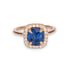 14K Rose Gold Sapphire & Diamond Halo Ring