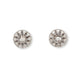 Front view of 14kt white gold diamond filigree stud earrings