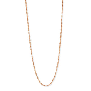 Full view of 14kt rose gold Russian rope chain necklace
