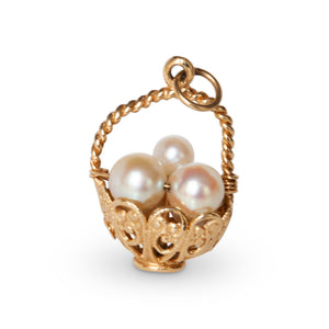 14kt Pearl Easter Egg Basket Penant