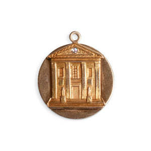 14kt and single cut diamond home or building charm