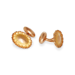 Decorative Finely-crafted )val 14kt Yellow Gold Cufflinks