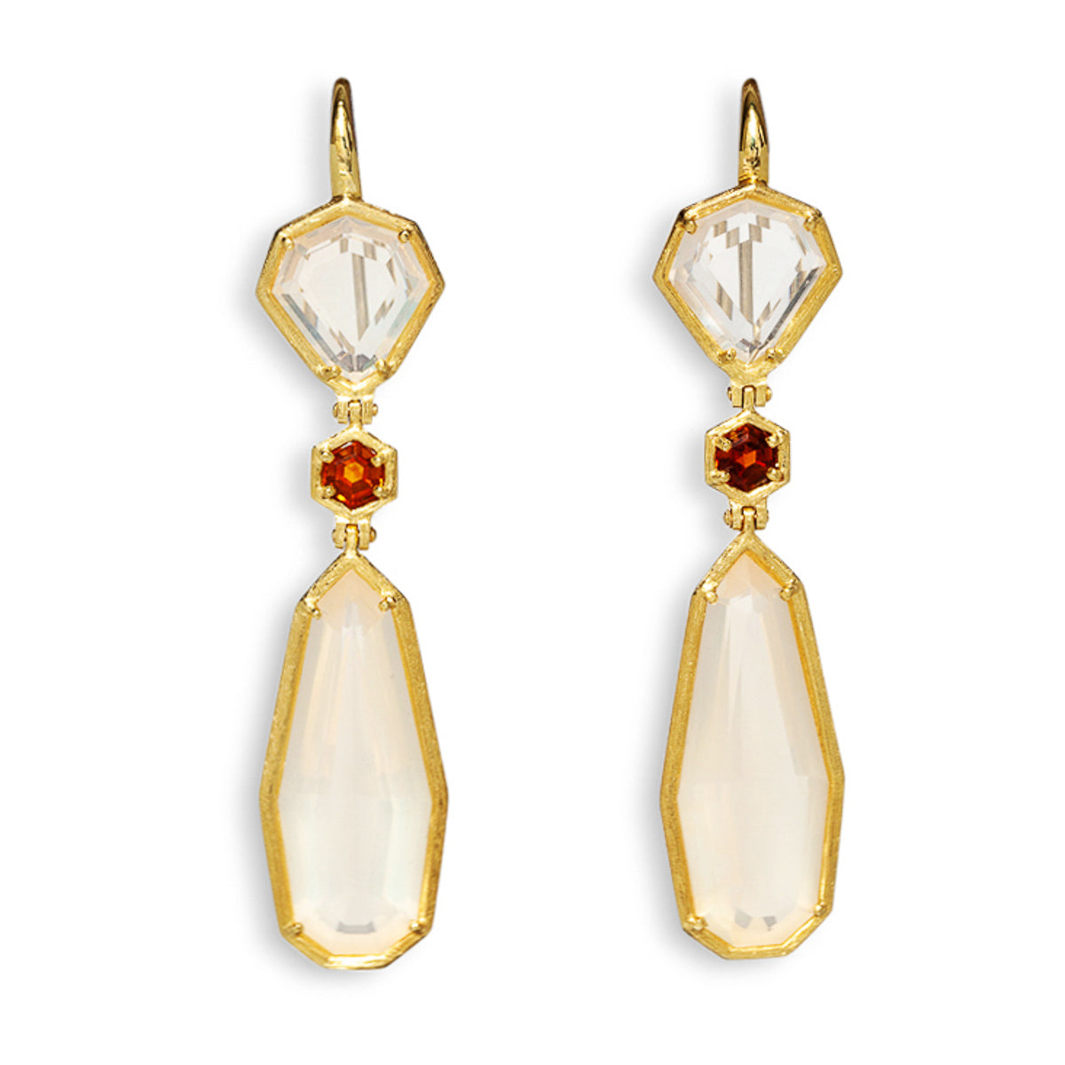 18kt Yellow Gold Mexican Opal and Citrine Earrings Ben Shemano