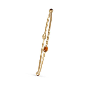 18kt yellow gold citrine station bangle bracelet with a rope textured bracelet.