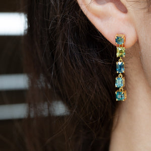 These are bright and exciting custom made sapphire dangle earrings.