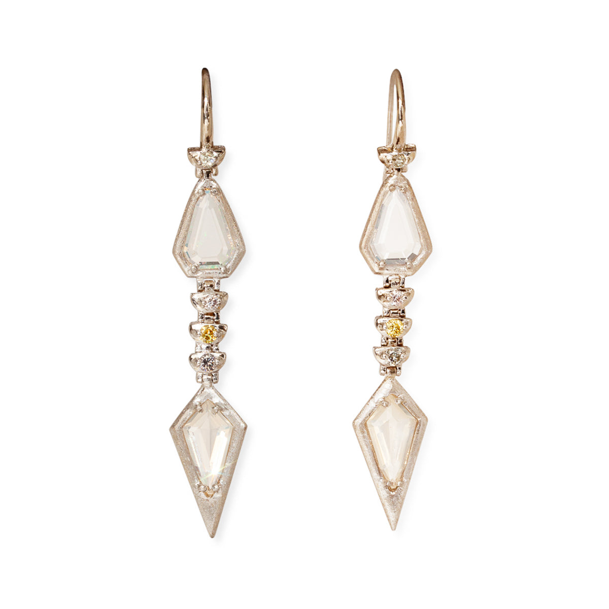 18kt White Gold Mexican Opal & Multicolored Diamond Earrings