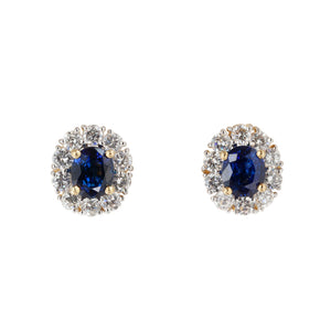 18KT YELLOW GOLD SAPPHIRE & DIAMOND EARRINGS