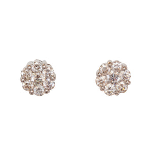 14KT WG DIAMOND 4.5MM CLUSTER STUD EARRINGS