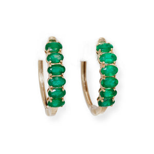 14KT EMERALD HOOPS