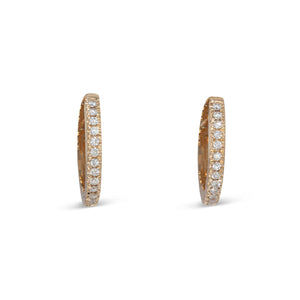 14KT YELLOW GOLD DIAMOND THIN HUGGIE HOOPS