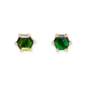 14KT GREEN TOURMALINE STUD EARRINGS