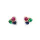 14KT EMERALD, SAPPHIRE & RUBY STUD EARRINGS