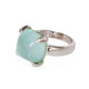 18kt white gold cloudy aqua ring with diamond accents. 