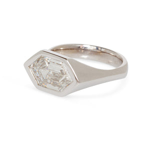 14KT LAB-GROWN HEXAGON DIAMOND RING