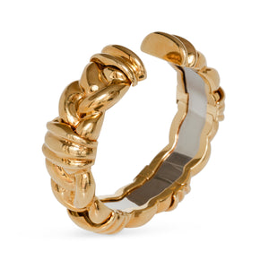 18KT YELLOW GOLD HEAVY BRAIDED CUFF BRACELET