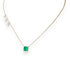 Colombian Emerald & Diamond Asymmetrical Necklace in 14K Yellow Gold