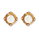 Front view of Elizabeth Locke 18kt yellow gold earrings with Venetian glass and pearls