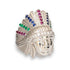 Platinum Indian Chief Headdress Gemstone Ring