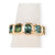 Angled view of 14kt gold ring with five fancy-cut sapphires in blue, green, and yellow hues