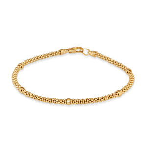 Front view of Lagos Caviar 18kt gold 3mm beaded bracelet, 7.5” large size