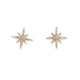 Front view of 14kt yellow gold North Star diamond stud earrings