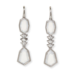 Platinum Mexican Opal Earrings with Diamond accents