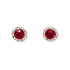 Platinum Ruby and Diamond Halo Stud Earrings