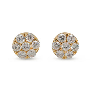 18KT YELLOW GOLD, .58CT DIAMOND CLUSTER EARRINGS