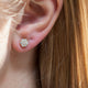 18KT YELLOW GOLD, .58CT DIAMOND CLUSTER EARRINGS