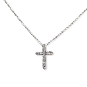 PLATINUM & DIAMOND CROSS PENDANT & NECKLACE