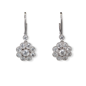 14KT GOLD & DIAMOND FLOWER DANGLE EARRINGS