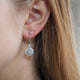 14KT GOLD & DIAMOND FLOWER DANGLE EARRINGS