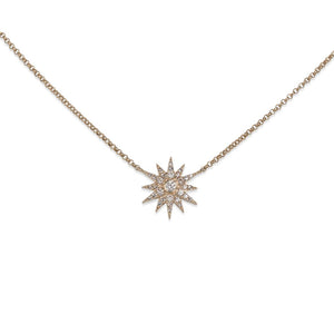 14KT YELLOW GOLD & DIAMOND STARBURST NECKLACE