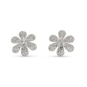 14KT WHITE GOLD DIAMOND FLOWER EARRINGS
