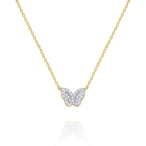 14KT YELLOW GOLD & DIAMOND MINI BUTTERFLY NECKLACE
