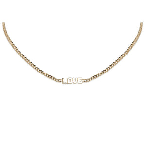 14KT YELLOW GOLD LOVE IN BLOCK LETTERS NECKLACE