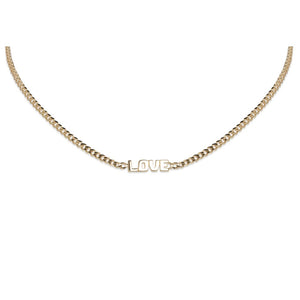 14KT YELLOW GOLD LOVE IN BLOCK LETTERS NECKLACE
