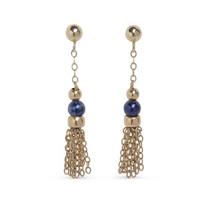 VINTAGE LAPIS AND 14KT YELLOW GOLD EARRINGS
