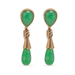 VINTAGE JADE EARRINGS, 14KT YELLOW GOLD