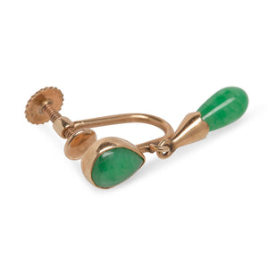 VINTAGE JADE EARRINGS, 14KT YELLOW GOLD