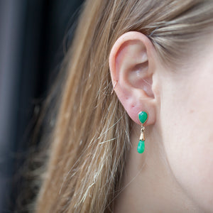 VINTAGE JADE EARRINGS, 14KT YELLOW GOLD