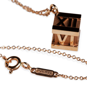 18KT TIFFANY ATLAS CUBE PENDANT & NECKLACE