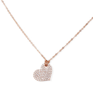 14KT ROSE GOLD & DIAMOND HEART NECKLACE