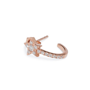 14KT ROSE GOLD AND DIAMOND HUGGIE HOOPS