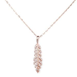 14KT ROSE GOLD AND DIAMOND FEATHER PENDANT