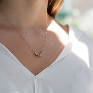 YELLOW, WHITE & ROSE GOLD RONDELLE NECKLACE