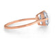 Side view of Asscher cut diamond ring in 18kt rose gold solitaire setting