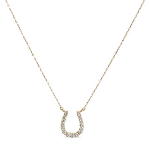 18KT YELLOW GOLD DIAMOND HORSESHOE NECKLACE