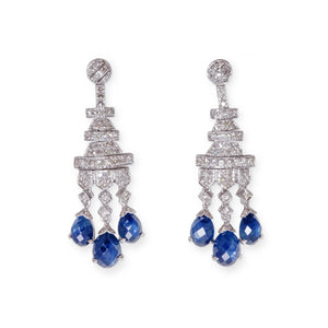 18KT SAPPHIRE & DIAMOND CHANDELIER EARRINGS